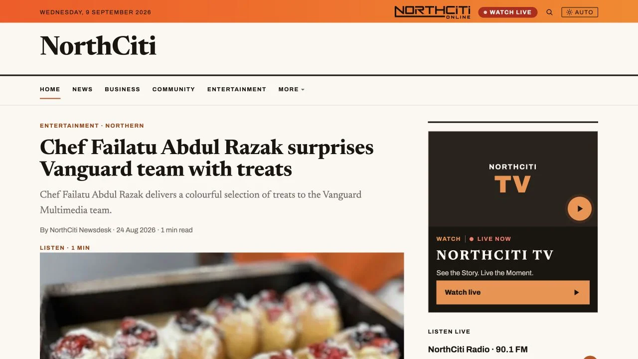 NorthCiti public website with news, live television and radio
